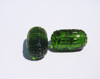 Carved Green Quartz Gemstone Drops: Jewelry Making (32X10 MM)