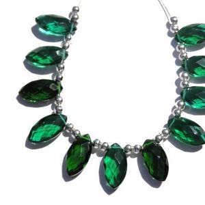10 Pcs Chrome Green Quartz Faceted Marquise Shaped Beads Gemstone Marquise Beads Size 14X7 MM