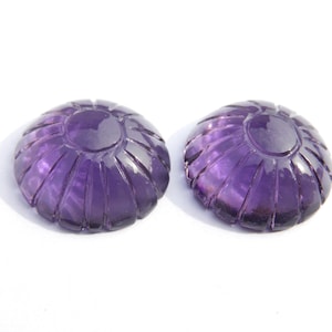 Carved flower Purple Amethyst Quartz Carved Flower Gemstone Carved Flower Size 21 MM