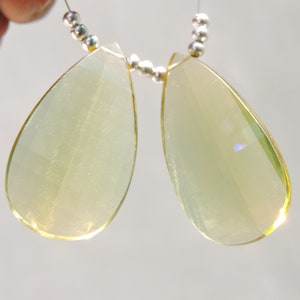 1 Pair Yellow Quartz Faceted Fancy Curve Pera Shaped Beads Gemstone Pear Beads Curve Gemstones Size 37X19 MM