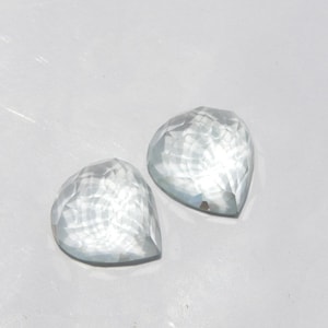 1 Pair Natural Rock Crystal Faceted Heart Shaped Loose Gemstone Faceted Heart Gemstone Size 17 X17 MM