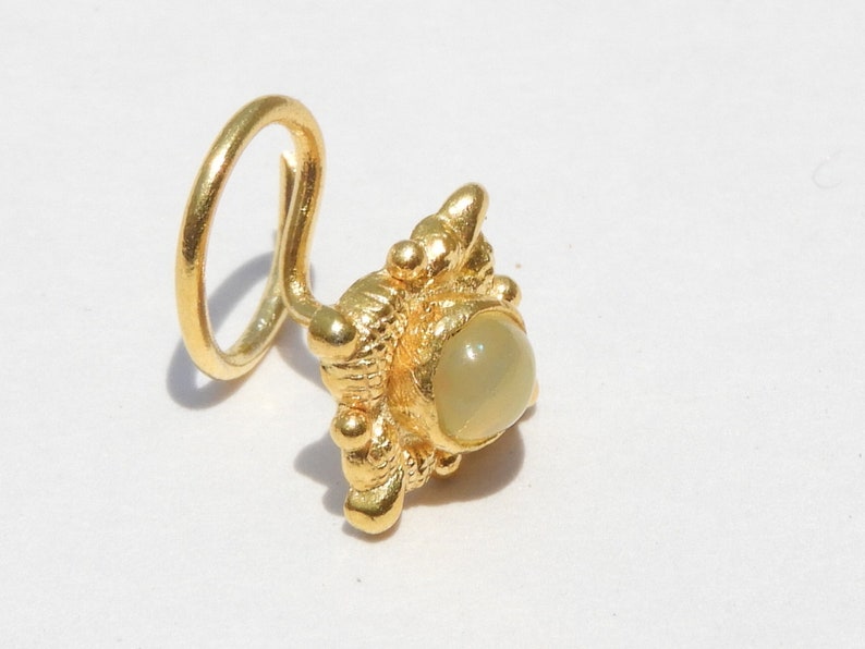 22 Kt Gold Polished On 92.5 Sterling Silver Natural Ethiopian Opal Indian Nose Ring Gemstone Nose Ring Indian Nose Stud Ring