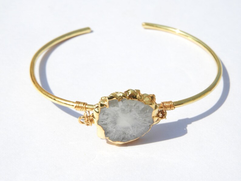 Druzy BraceletGold Edges Druzy BraceletNatural Gemstone BraceletChain BraceletDesigner Solar Druzy Bracelet