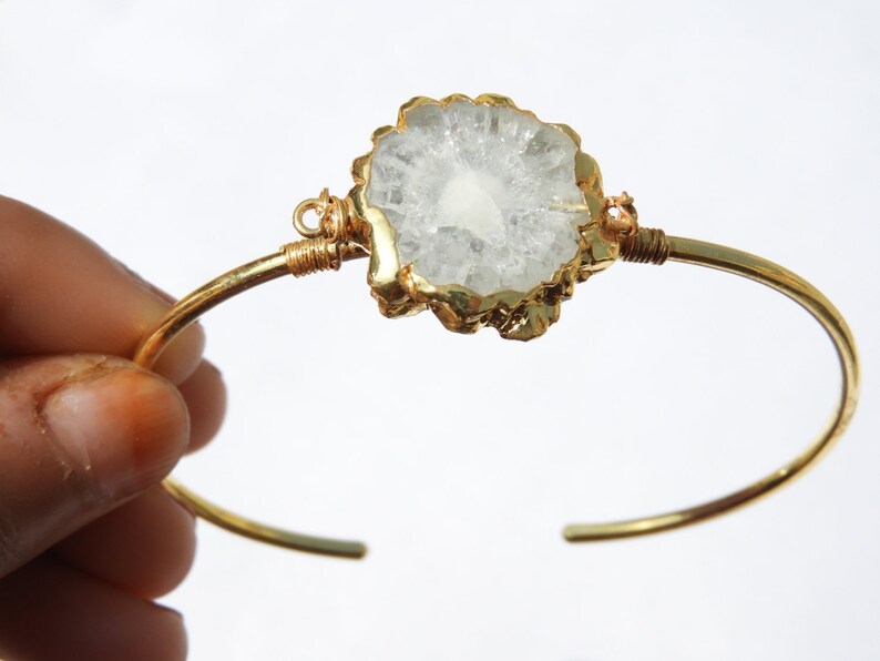 Druzy BraceletGold Edges Druzy BraceletNatural Gemstone BraceletChain BraceletDesigner Solar Druzy Bracelet