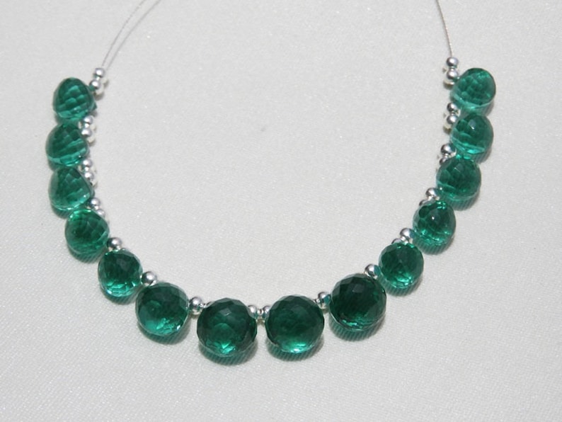 14 Pcs Teal Green Quartz Micro Faceted Onion Shaped Beads Size 10-8 MM