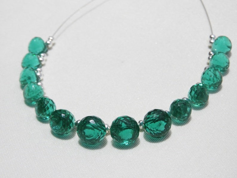 14 Pcs Teal Green Quartz Micro Faceted Onion Shaped Beads Size 10-8 MM