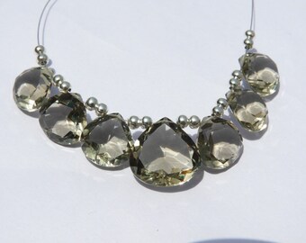 Smoky Quartz Heart Beads: Faceted Cut Gemstone, 7 Pcs (15-12 MM)