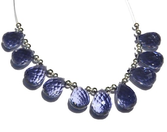10 Kyanite Blue Quartz Faceted Drop Beads: Jewelry Making (13X8 - 10X7 MM)