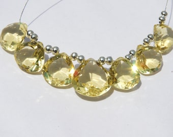 Citrine Quartz Heart Beads: Faceted Cut Gemstone Set (14-12 MM)