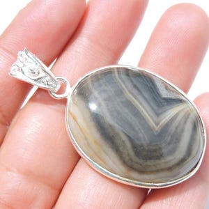 Designer Botswana Agate Pendant Natural Gemstone Pendant 92.5 Sterling Silver Botswana Designer Pendant Size 38X26 MM