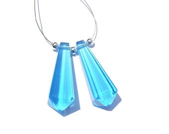 2 Sky Blue Quartz Faceted Chandelier Drops Beads (28X9 MM)