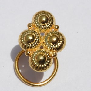 Nose Ring/Indian Nose Pin/Decorated Indian Nose Ring/Nose Hoop/Nose Bali/Designer 22 Kt Gold Polished/92.5 Sterling Silver Nose Ring