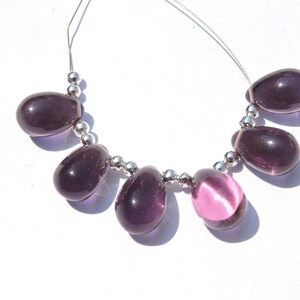 6 Pcs Purple Amethyst Quartz Smooth Polished Drops Shaped Beads Gemstone Drops Beads Size 13X9 MM