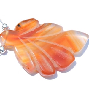 1 Pc Natural Shaded Red Onyx Carved Leaf Pendant Natural Gemstone Carved Leaves Size 38X24 MM