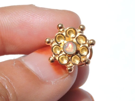 Indian Nose Ring 22 Kt Gold Polished on Sterling Silver Natural