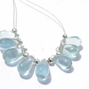 8 Pcs Sky Blue Quartz Smooth Polished Drops Shaped Beads Gemstone Drops Size 14X6 - 11X6 MM