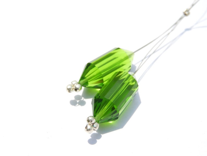 2 Pcs Peridot Green Quartz Top To Bottom Drilled Faceted Fancy Shaped Beads Gemstone Fancy Beads Size 27X10