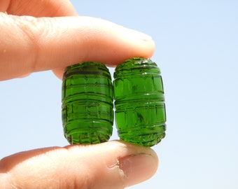 Carved Peridot Quartz Gemstone Drops: Jewelry Making (24X12 MM)
