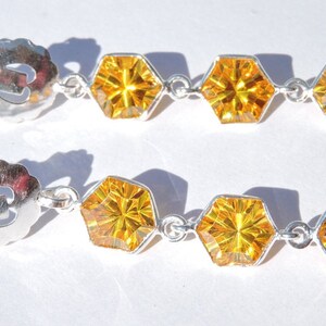 Zirconium Earrings Concave Cut Hexagonal Yellow Zirconium Earrings Sterling Silver Earrings