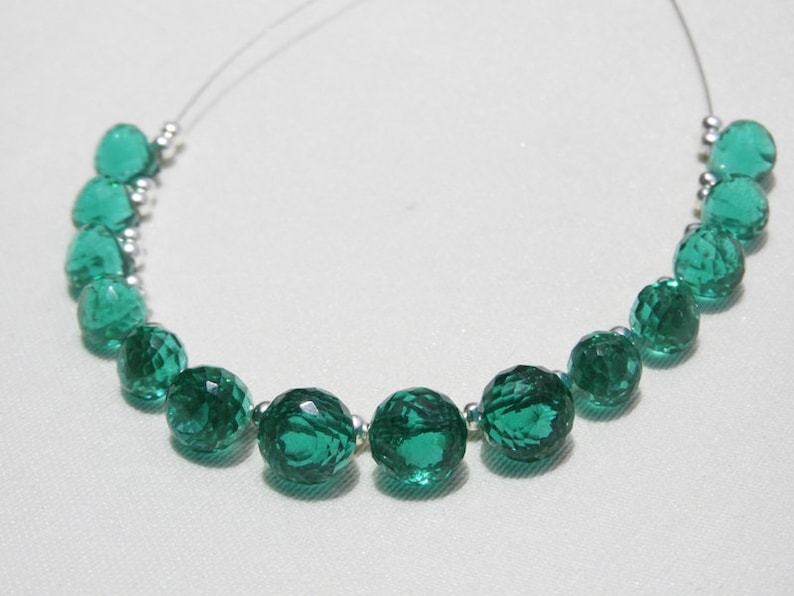 14 Pcs Teal Green Quartz Micro Faceted Onion Shaped Beads Size 10-8 MM