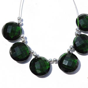 6 Pcs Chrome Green Quartz Faceted Coin Shaped Beads Size 14 MM