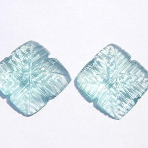 Geschnitzte Edelstein-Quadrat-Sage Grüner Quarz geschnitzte Quadrate 2 Stück Größe 24 MM