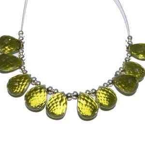 Green Gold Quartz Faceted Drop Beads: Jewelry Making (10 Pcs) image 3