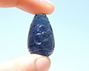 1 Pc Beautiful Kyanite Blue Quartz Carved Drops Shaped Loose Gemstone Carved Gemstone Drops Size 26X15 MM