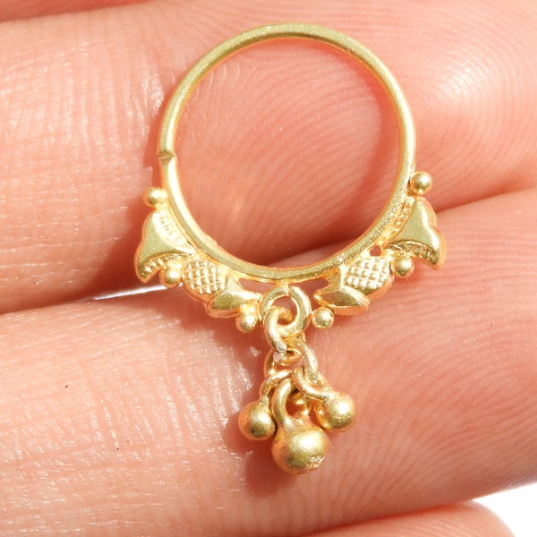 Indian Nose Ring/92.5 Sterling Silver Nose Ring/22 Kt Gold Polished/Nose Stud/Nose Bali/Pierced Nose Rings Gift For Her