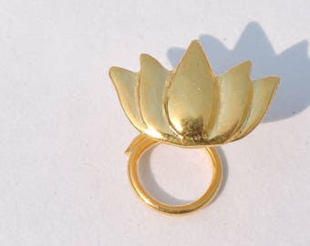 22 Kt Gold Polished On 92.5 Sterling Silver Indian Nose Ring Nose Bali Nose Stud Decorated Lotus Nose Ring