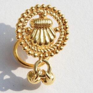Indian Nose Ring: 22Kt Gold Sterling Silver Bali Hoop