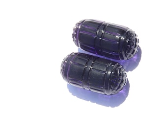Carved Amethyst Quartz Gemstone Drops: Jewelry Making (2 Pcs, 28X14 MM)