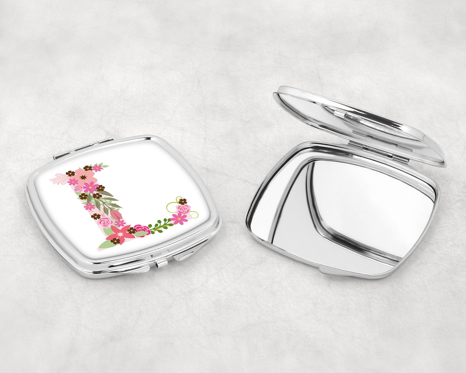 Personalised Initial Compact Mirror Bridesmaid Compact Purse Etsy