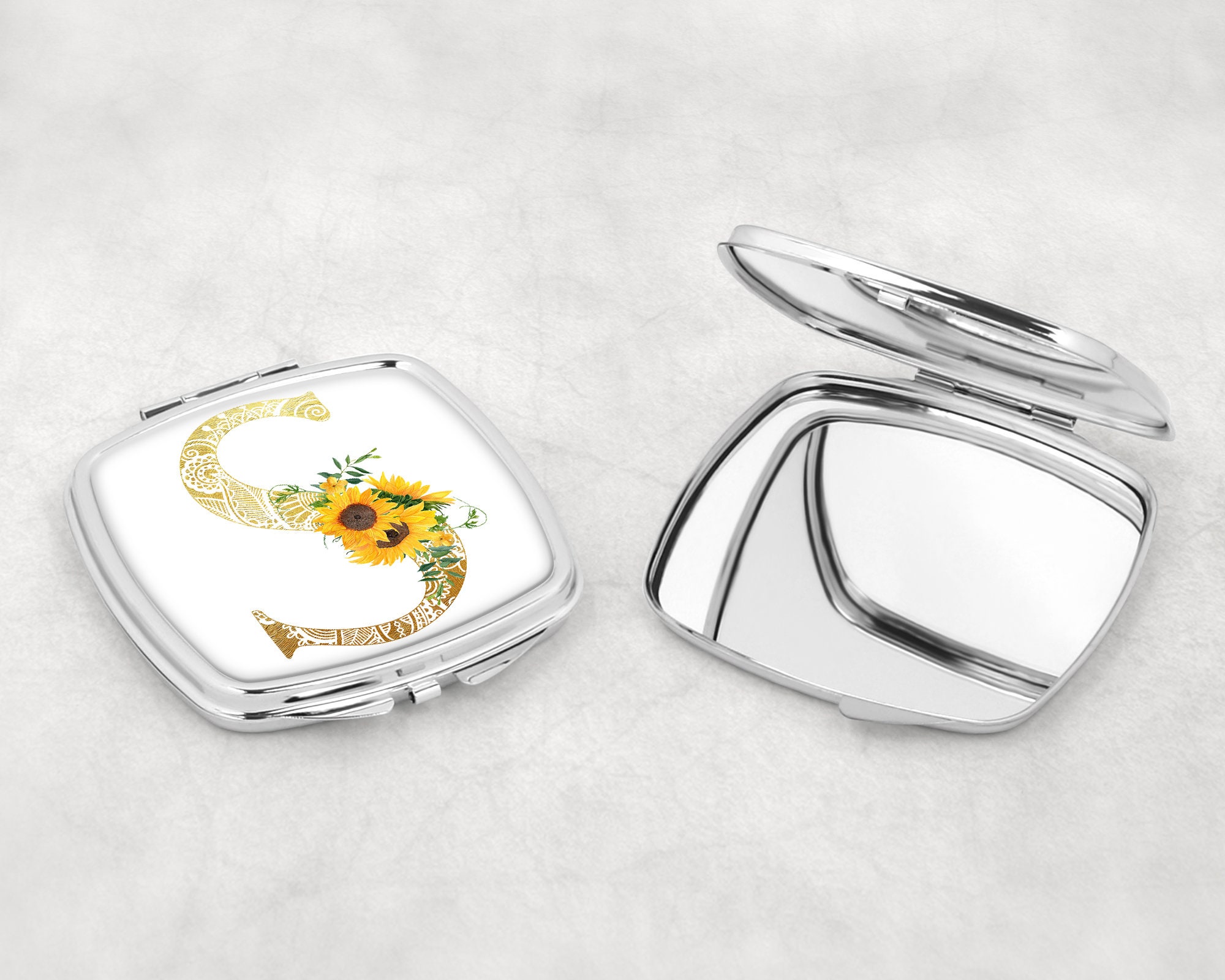 Personalised Initial Compact Mirror Purse mirror handbag Etsy