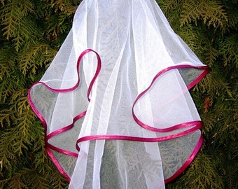 Wedding, bridal veil  with colour ribbon