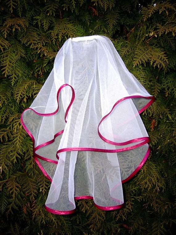 Wedding Bridal Veil With Colour Ribbon - Etsy