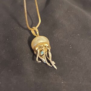 Denny Wong 14k Two tone Gold Jellyfish Pendant with pearl and diamonds