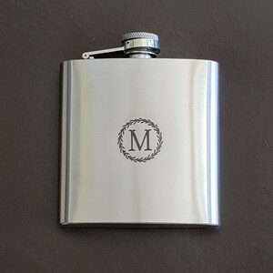 Personalized Stainless Steel 6 oz. Hip Flask, Groomsman gift, Christmas Gift