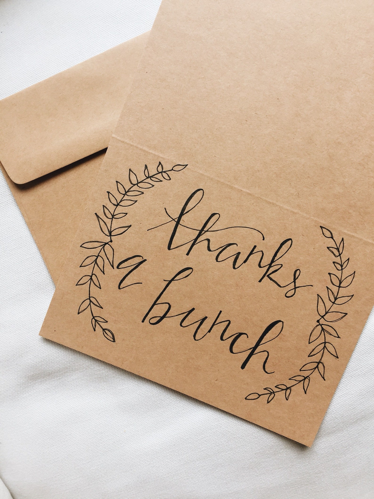 3 Thank You Cards brown & White group Etsy