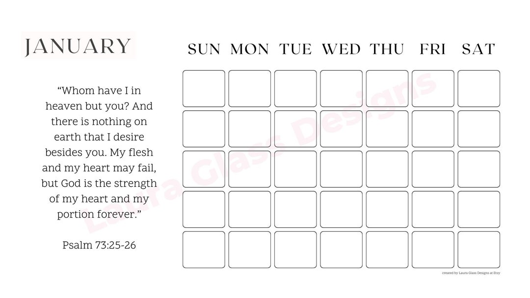 Blank Monthly Calendar Printable PDF Minimalist Black and White ...