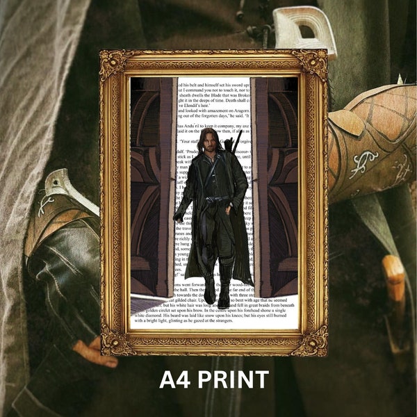 Aragorn in Helm's Deep |  book page art decorative, Aragorn  art print Lord of the rings, Aragorn coronation