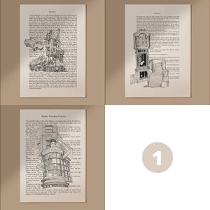 Set of 3 Dictionary art print, Vintage book page art decorative