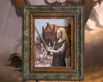 Handmade Lord of the Rings Diorama: Eowyn Vintage Book Page Art