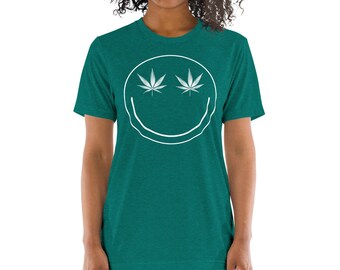 Weed Smiley Face Smiling Cannabis Marijuana Weed T Shirt Design 420 High Weed