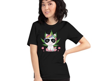 Lustiges  420 Cannabis Kiffendes Einhorn Shirt Weed Cannabis Marihuana Liebhaber