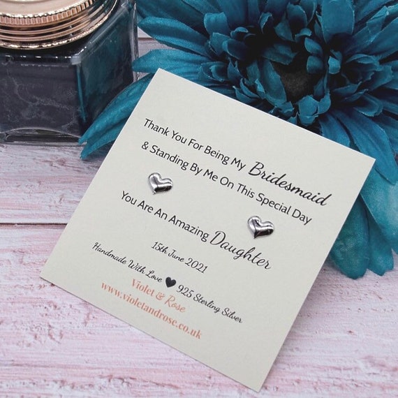 Flower Girl Thank You For Being Our Bridesmaid Maid Of Honour Silver Earrings!