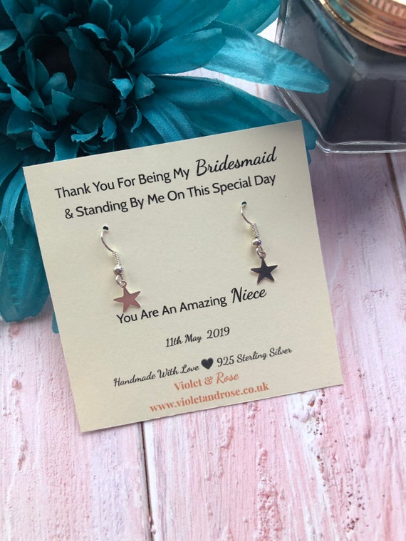 Purple Personalised Maid of Honour Flower Girl Wedding Favour Print Bridesmaid