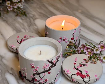 Cherry Blossom Concrete Candle