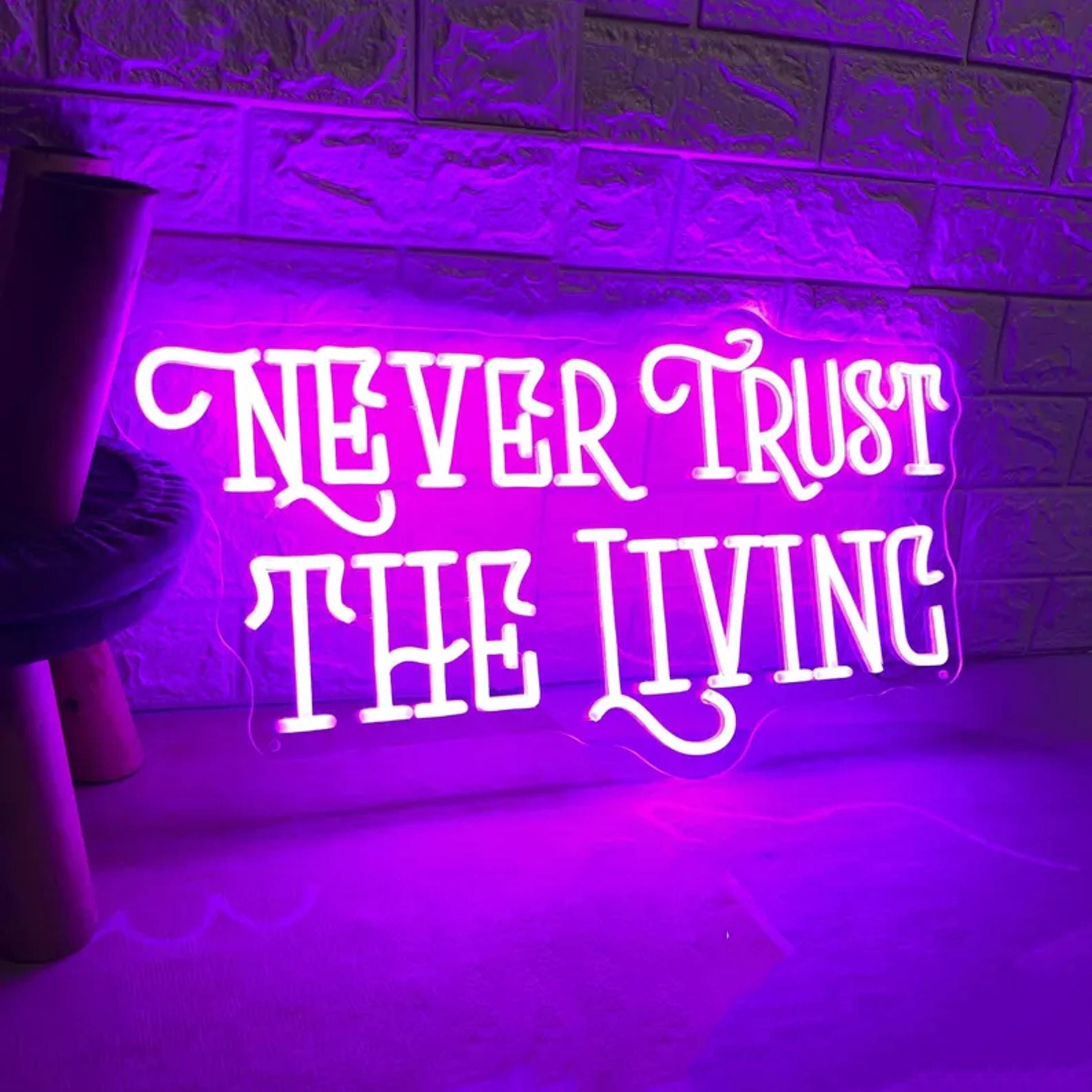 Never Trust the Living Neon Sign Halloween Neon Sign Custom Neon Sign Spooky Led Light Halloween Decor Home Yard Wall Decor Halloween Gift