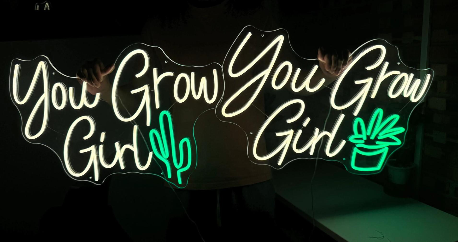 You Grow Girl Neon Sign, Led Neon Sign, Neon Bar Sign, Custom Wedding Neon Sign, Wedding Decor, Neon Sign, Wall Backdrop, Room Decor, Home Decor